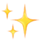 Three yellow sparkling stars on a transparent background.