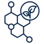Abstract molecular structure with leaf symbol inside a circle.