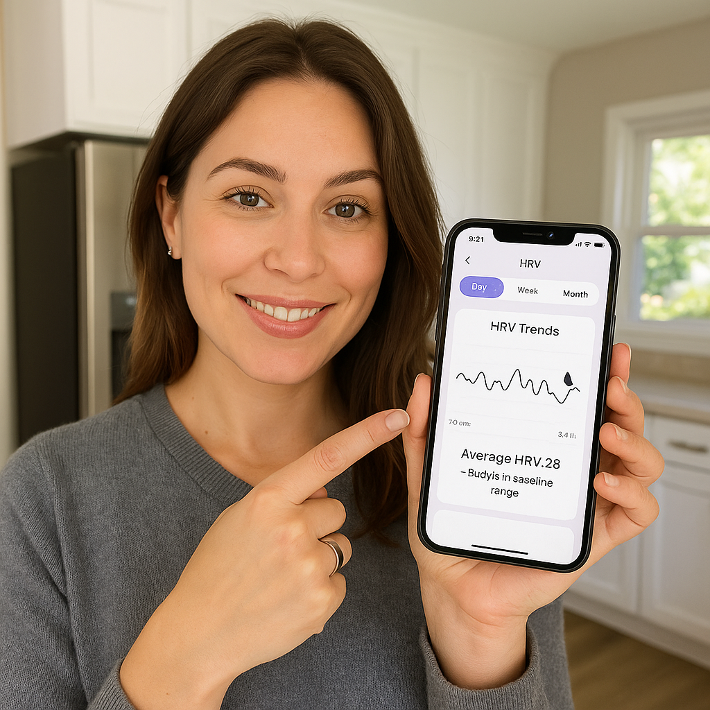Mujer consultando datos de salud en el móvil