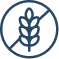 A blue icon of a wheat stalk in a circle with a line through it, symbolizing gluten-free.