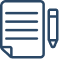 An icon of a lined document and a pencil.