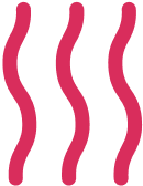 Three vertical, wavy, thick pink lines on a white background.