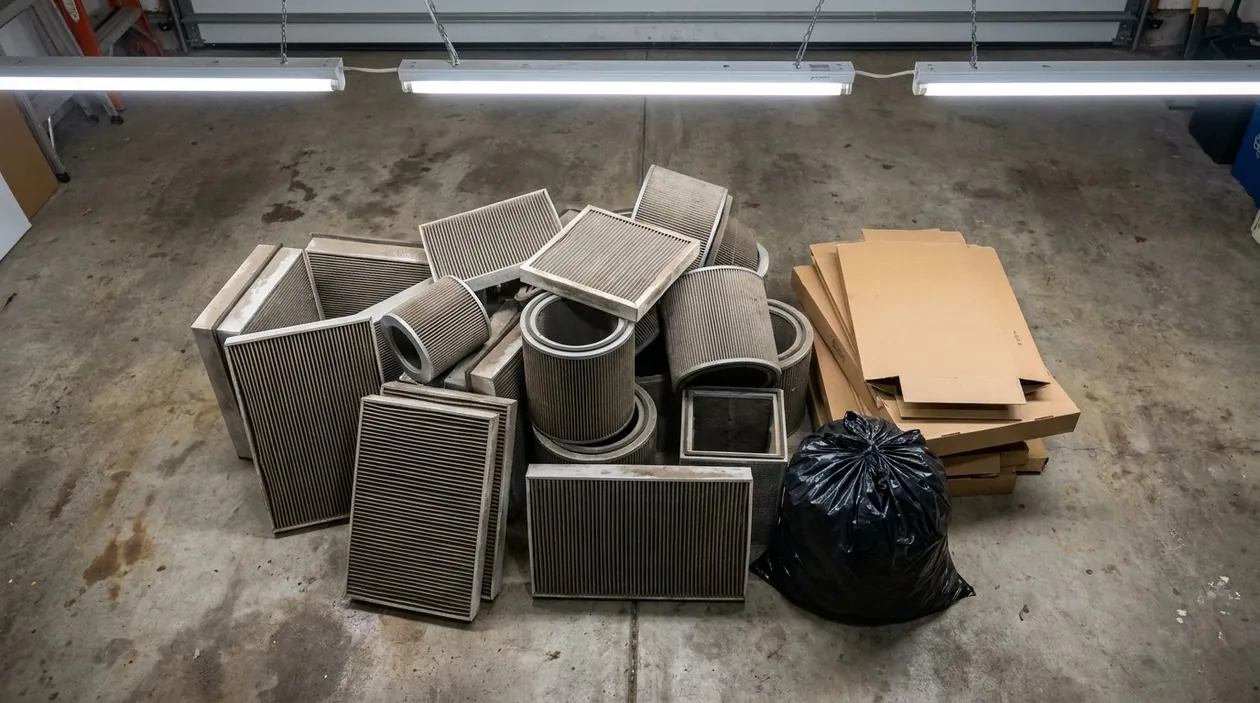 A pile of used replacement purifier filters