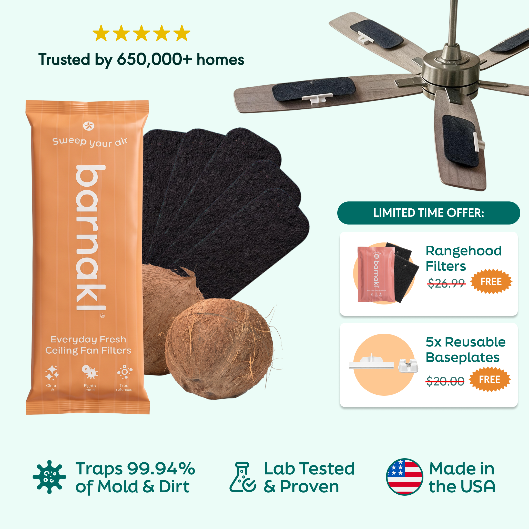 Ceiling fan filters with free rangehood gift on Auto-Refill