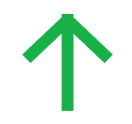 Green upward arrow on a white background.
