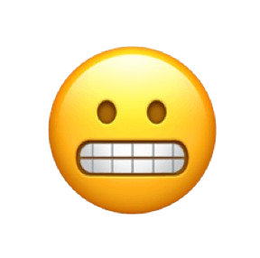 A yellow emoji face with wide eyes and bared, clenched teeth.