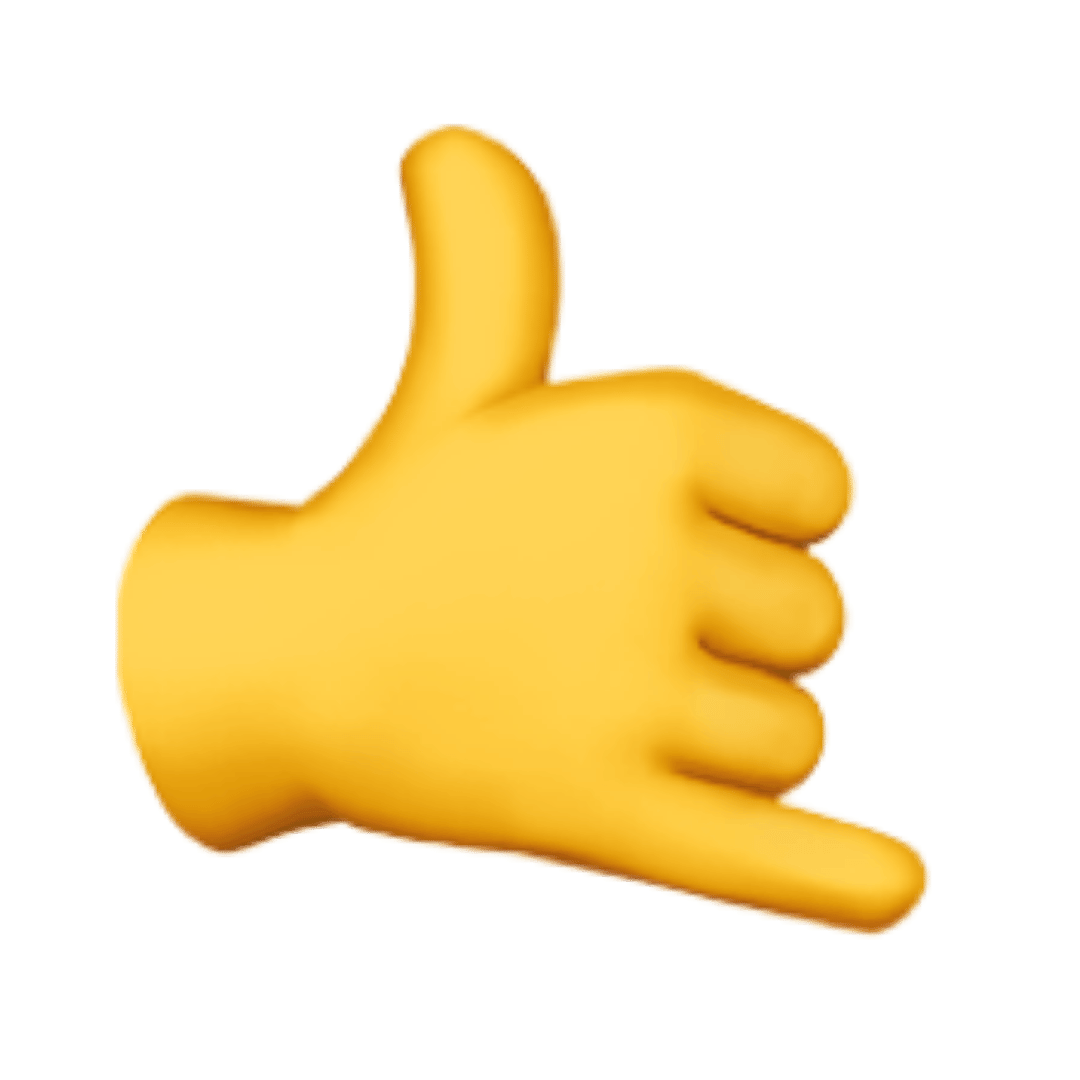 Call me hand sign emoji.