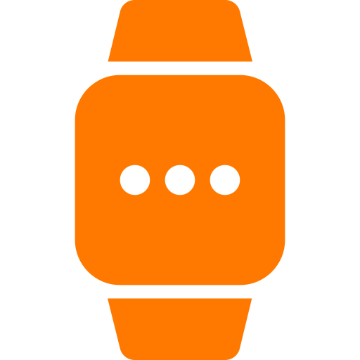 Orange smartwatch icon with three dots on the screen.