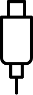A simple black and white icon of a cable connector.