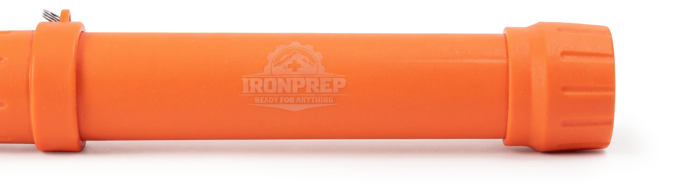 A close-up of an orange IronPrep container tube with its logo against a white background.