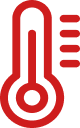 A red icon of a thermometer with four horizontal lines to the right, indicating temperature.