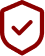 A dark red icon of a shield with a checkmark inside.