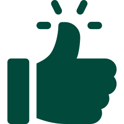 Green thumbs-up icon with three lines indicating motion.