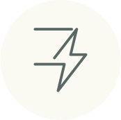 Simple lightning bolt icon inside a circle.