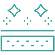Illustration of a sparkling clean surface with stars above a rectangular shape.