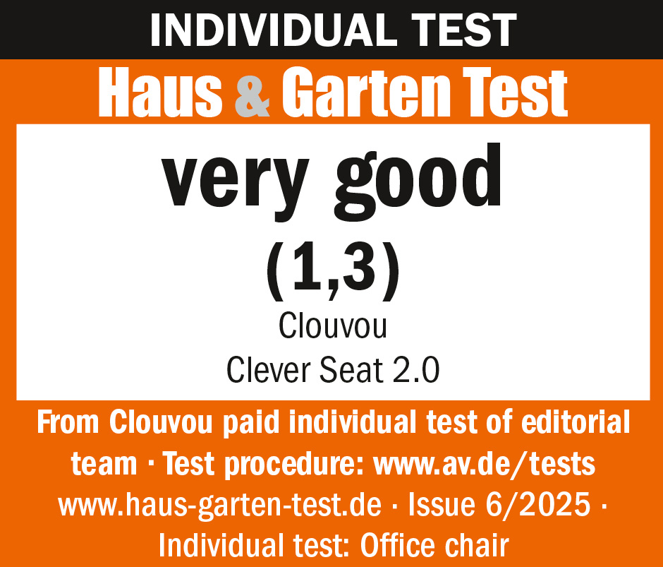 Certificate for a 'very good' rating in a chair test by Haus & Garten Test.
