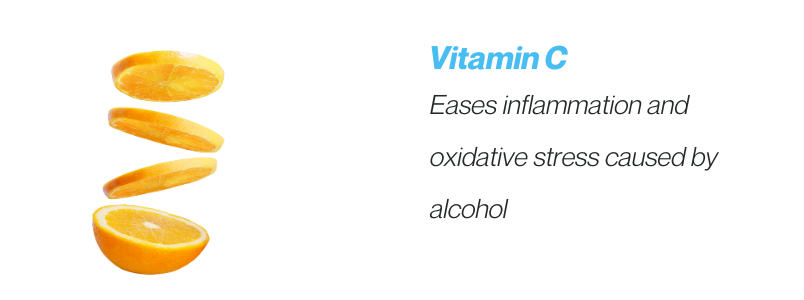 Text about Vitamin C with sliced orange illustration.
