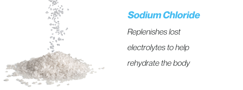 Pile of salt with text about sodium chloride benefits.