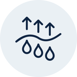 Icon with arrows pointing up and water droplets below.