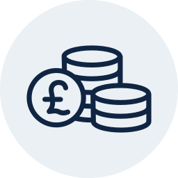 Line drawing of coins with a pound symbol.