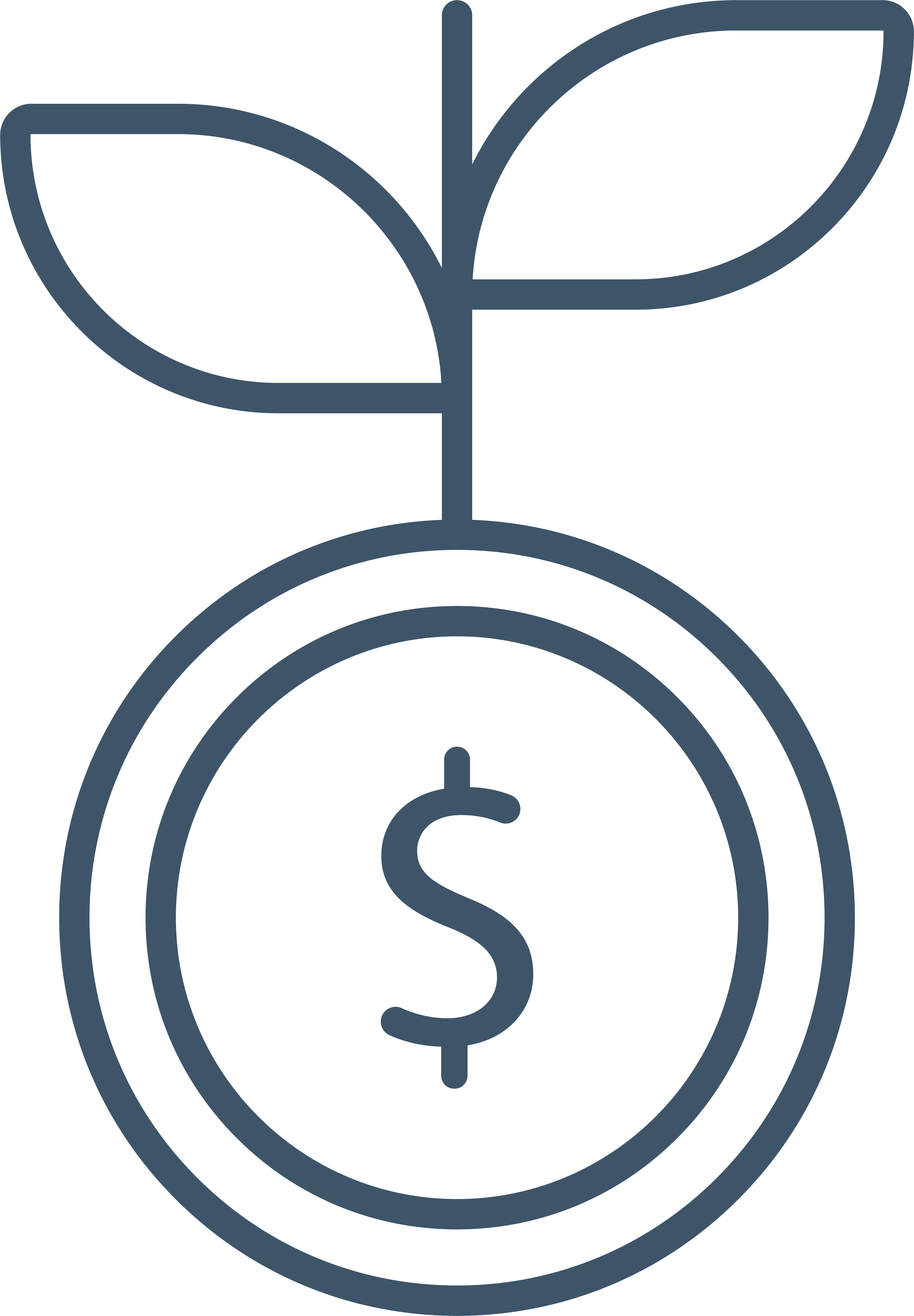 Outline of a plant growing from a coin with a dollar sign.
