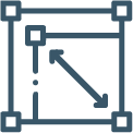 Icon of a resizing tool with arrows in a square.