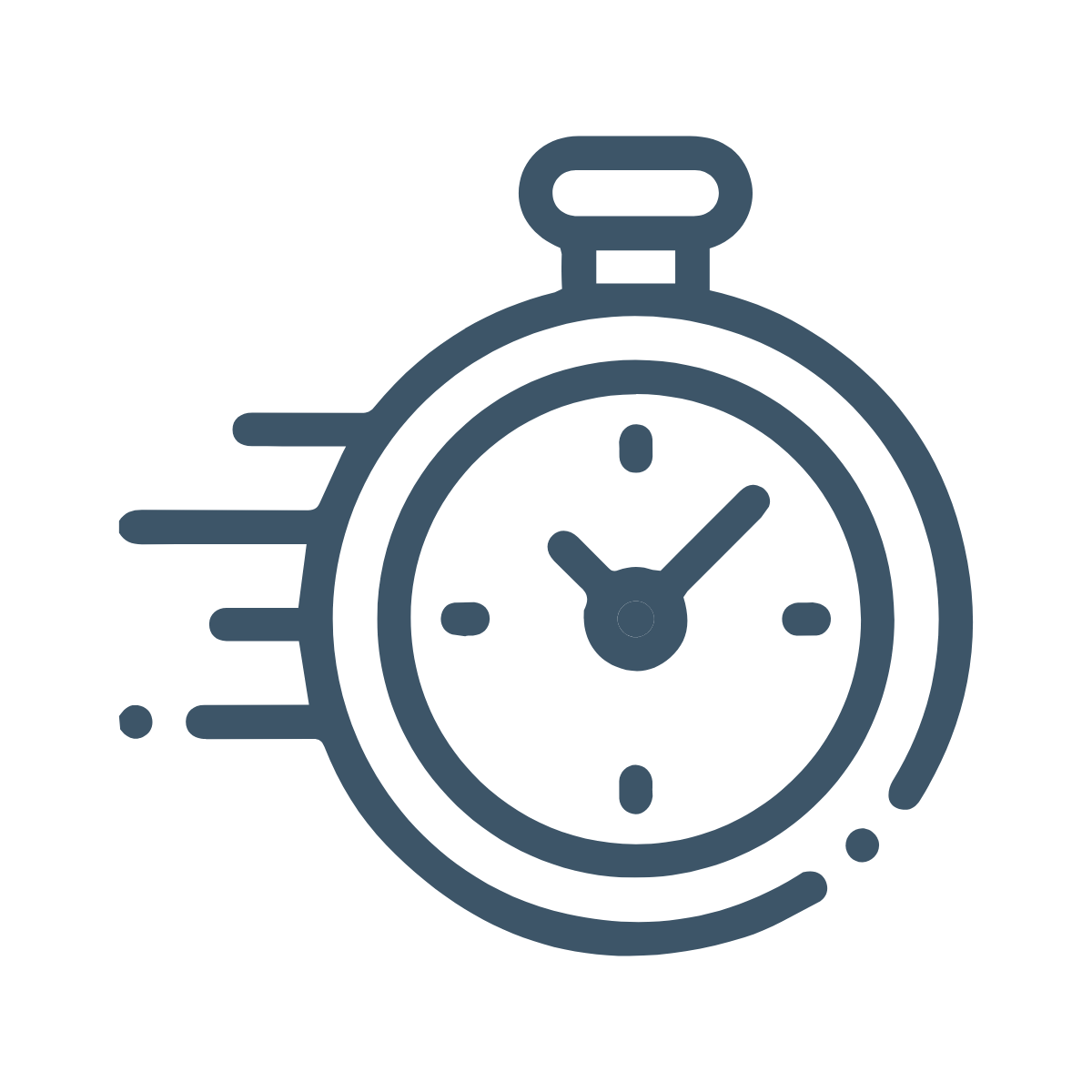 Illustration of a stopwatch with lines suggesting motion.