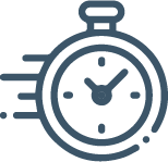 Illustration of a stopwatch with motion lines indicating speed.