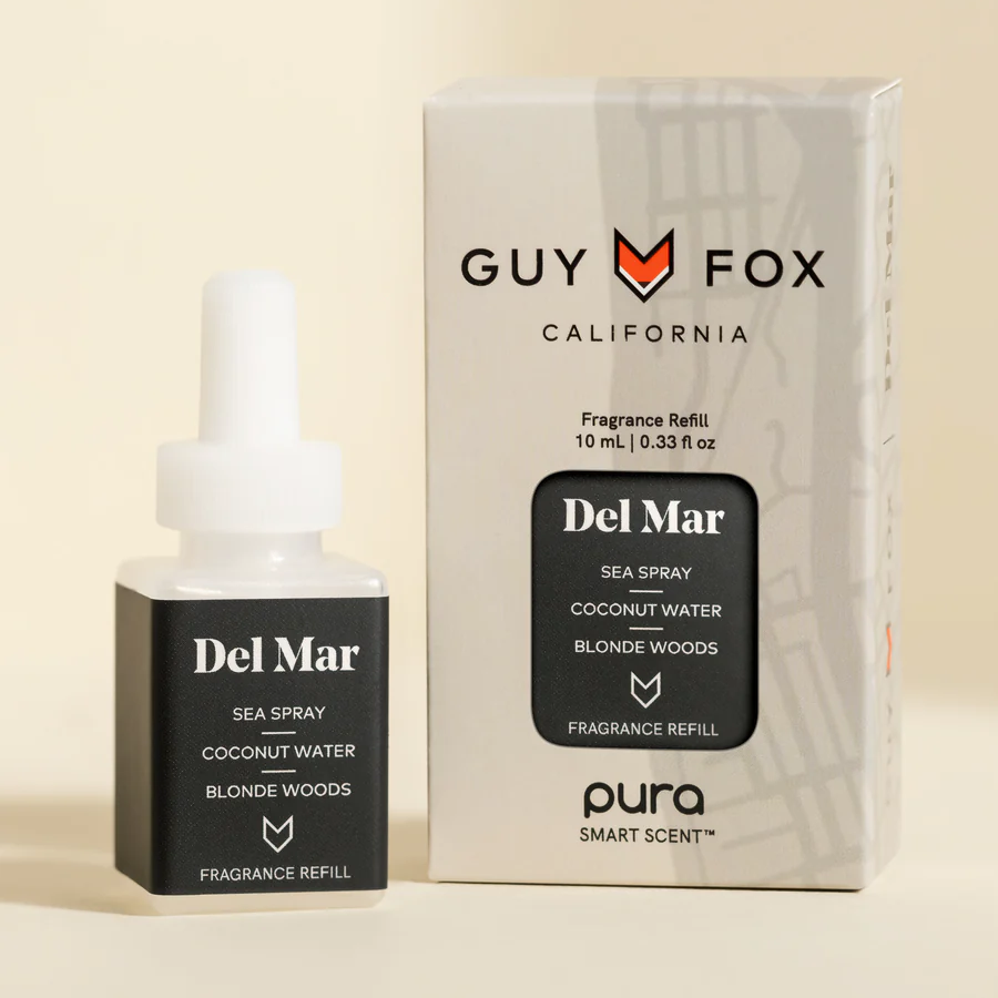 Del Mar fragrance refill bottle and box with scent details.