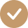 A pixelated black checkmark inside a light brown circle.