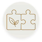An icon showing two interlocking puzzle pieces, with a leaf symbol on the left piece.