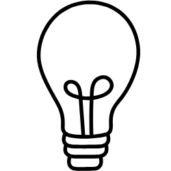 Simple black outline of a light bulb on a white background.