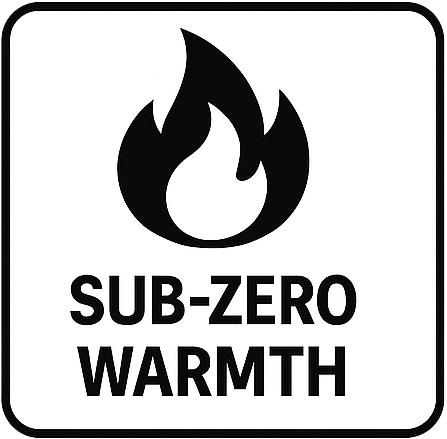 Icon of a flame with text 'Sub-Zero Warmth' below it.