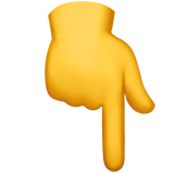 A yellow hand pointing downward.