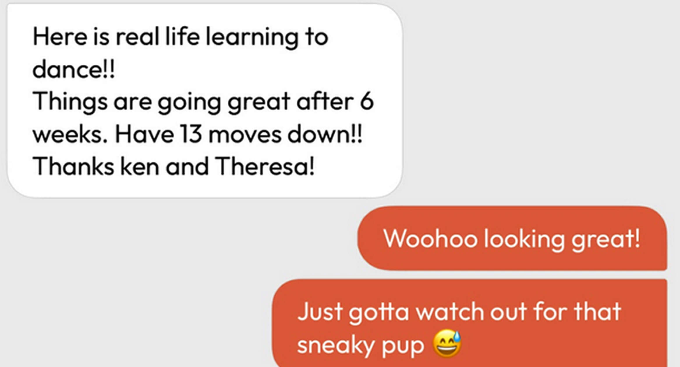 Two text messages display the phrase, 'here's a real life learning to do,' emphasizing practical learning experiences.