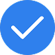 Blue check mark on a black background, symbolizing approval or confirmation.