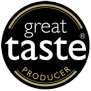 'Great Taste Producer award logo in black and gold.'