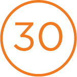 An orange circle with the number 30 inside.