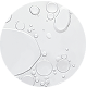 White circular surface with various-sized transparent bubbles.