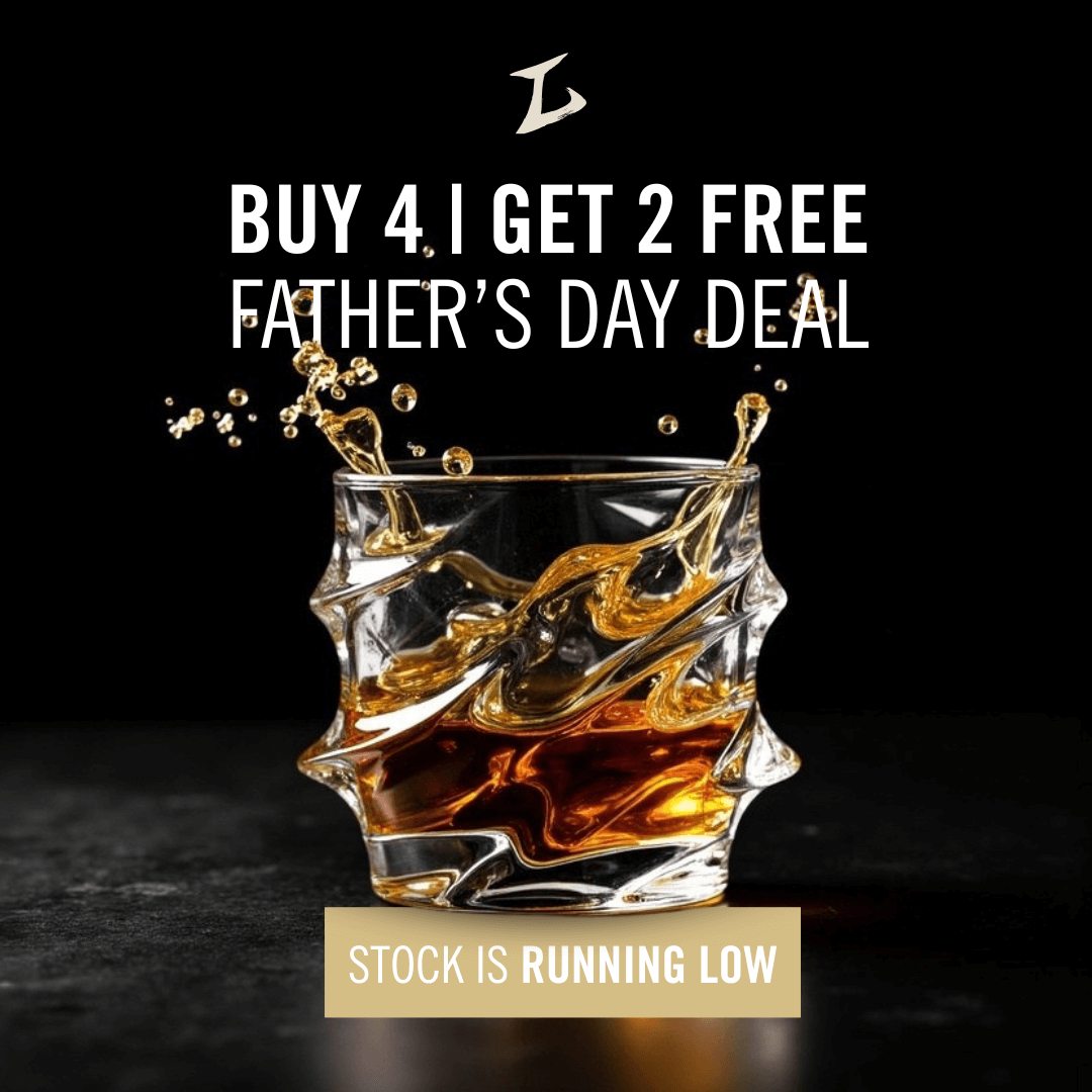 Decorative glass with amber liquid; promotional text for a limited-time sale offer.