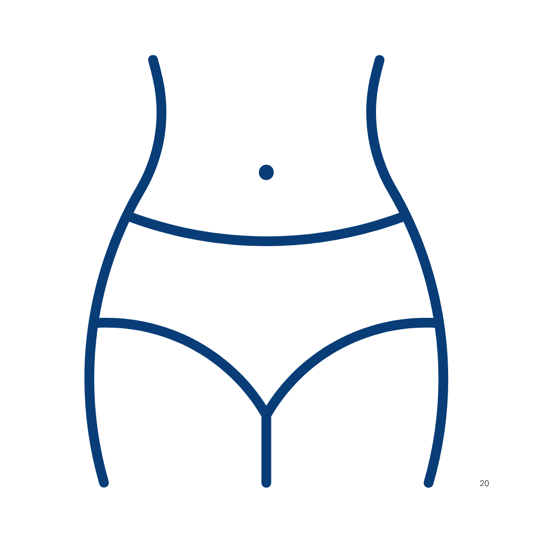 Simple line drawing of a human torso and hips wearing underwear.