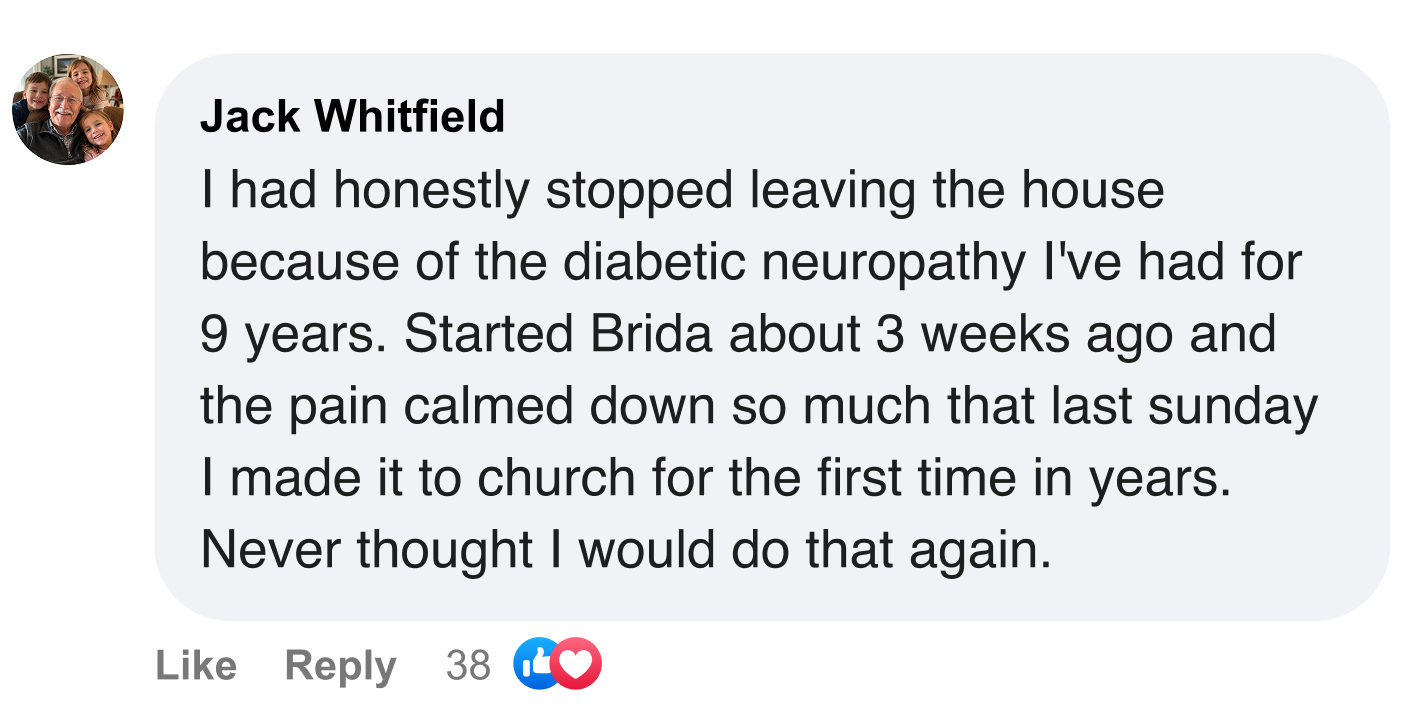 A screenshot of a testimonial comment from a user named Jack Whitfield about a product called Brida.