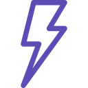Purple lightning bolt icon on a white background.
