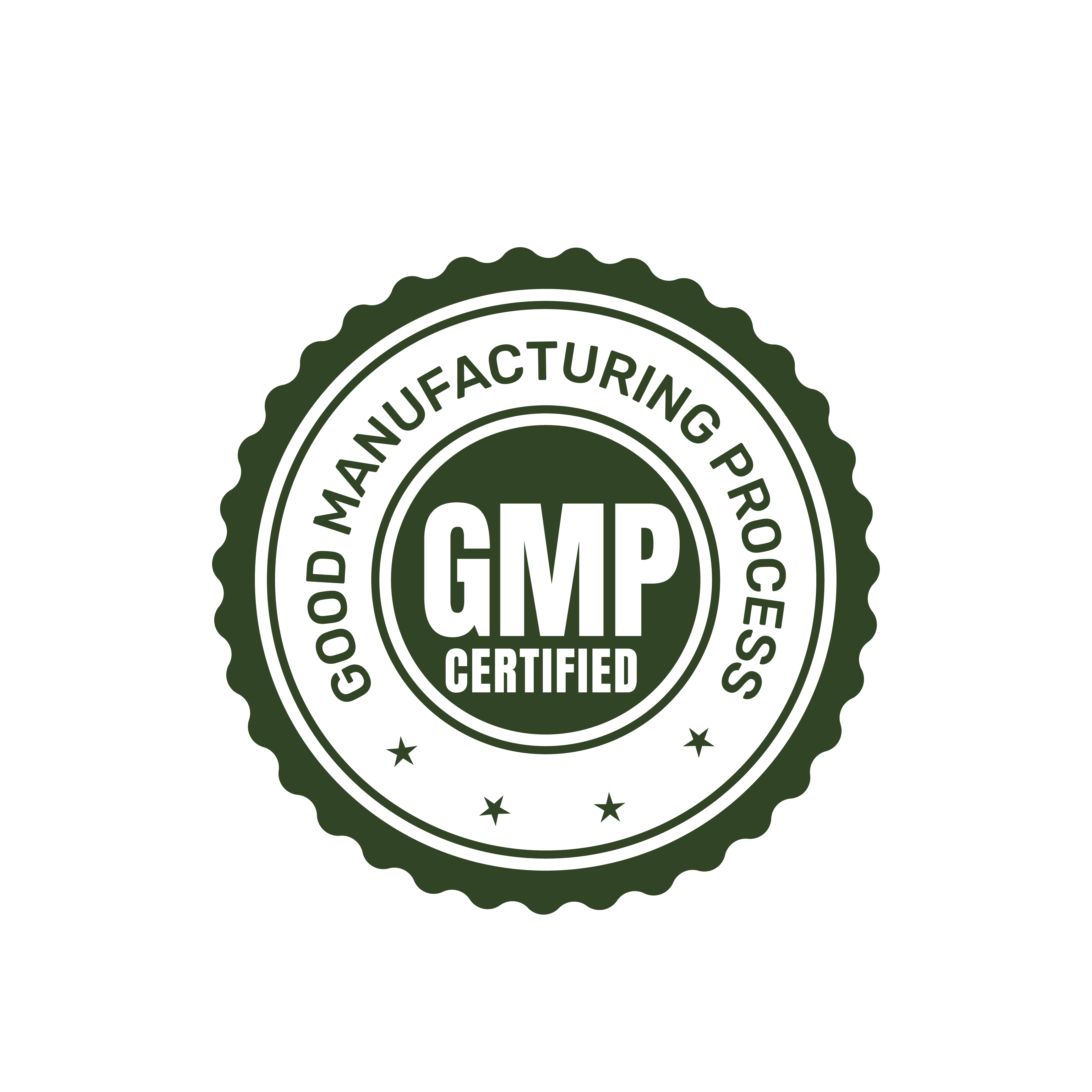 Green GMP Certified badge with stars and circular text.
