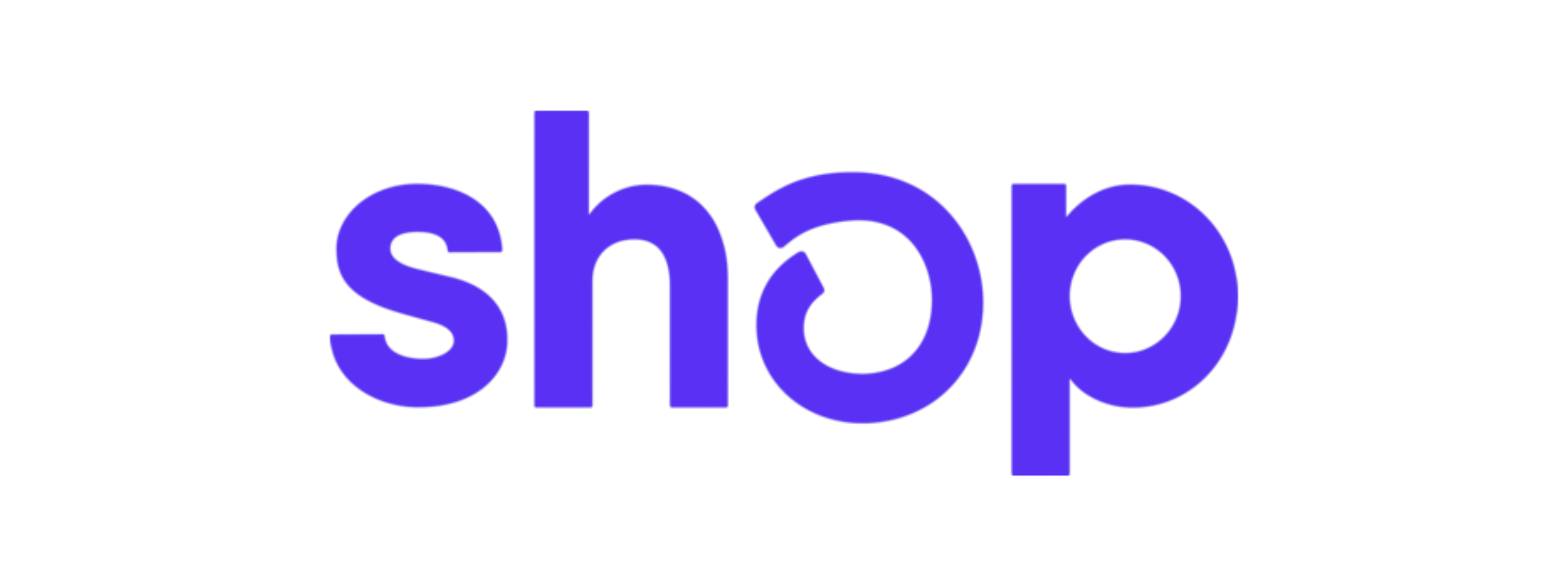 Blue stylized text spelling 'shop' on white background.