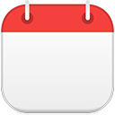 Simple calendar icon with red header and blank page.