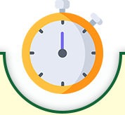Illustration of a stopwatch with an orange border and blue hand.