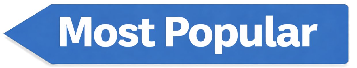 Blue ribbon with the text 'Most Popular'.