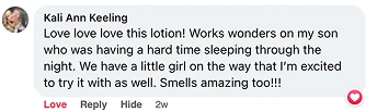 Comment praising a lotion's effectiveness and scent.