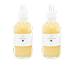 Two bottles with droppers containing yellow liquid and labeled with white stickers.